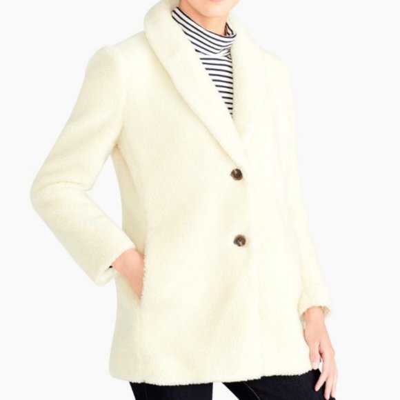 J.CREW Teddy White Wool Pea Coat for fall / winter - Picture 1 of 8